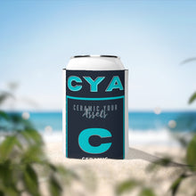 Load image into Gallery viewer, CYA Ceramic Your Assets (cyan) Ceramic Label Can Cooler Sleeve