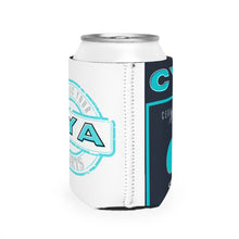 Load image into Gallery viewer, CYA Ceramic Your Assets (cyan) Ceramic Label Can Cooler Sleeve