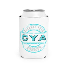 Load image into Gallery viewer, CYA Ceramic Your Assets (cyan) Ceramic Label Can Cooler Sleeve