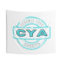 Load image into Gallery viewer, CYA Ceramic Your Assets (cyan) Logo Indoor Wall Tapestries
