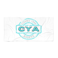 Load image into Gallery viewer, CYA Ceramic Your Assets (cyan) Logo Beach Towel
