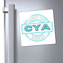 Load image into Gallery viewer, CYA Ceramic Your Assets (cyan) Logo Magnets
