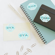 Load image into Gallery viewer, CYA Ceramic Your Assets (cyan) Logo Sticker Sheets
