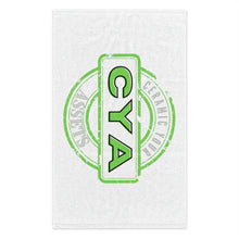 Load image into Gallery viewer, CYA Ceramic Your Assets (lime) Rally Towel, 11x18

