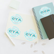 Load image into Gallery viewer, CYA Ceramic Your Assets (cyan) Logo Sticker Sheets
