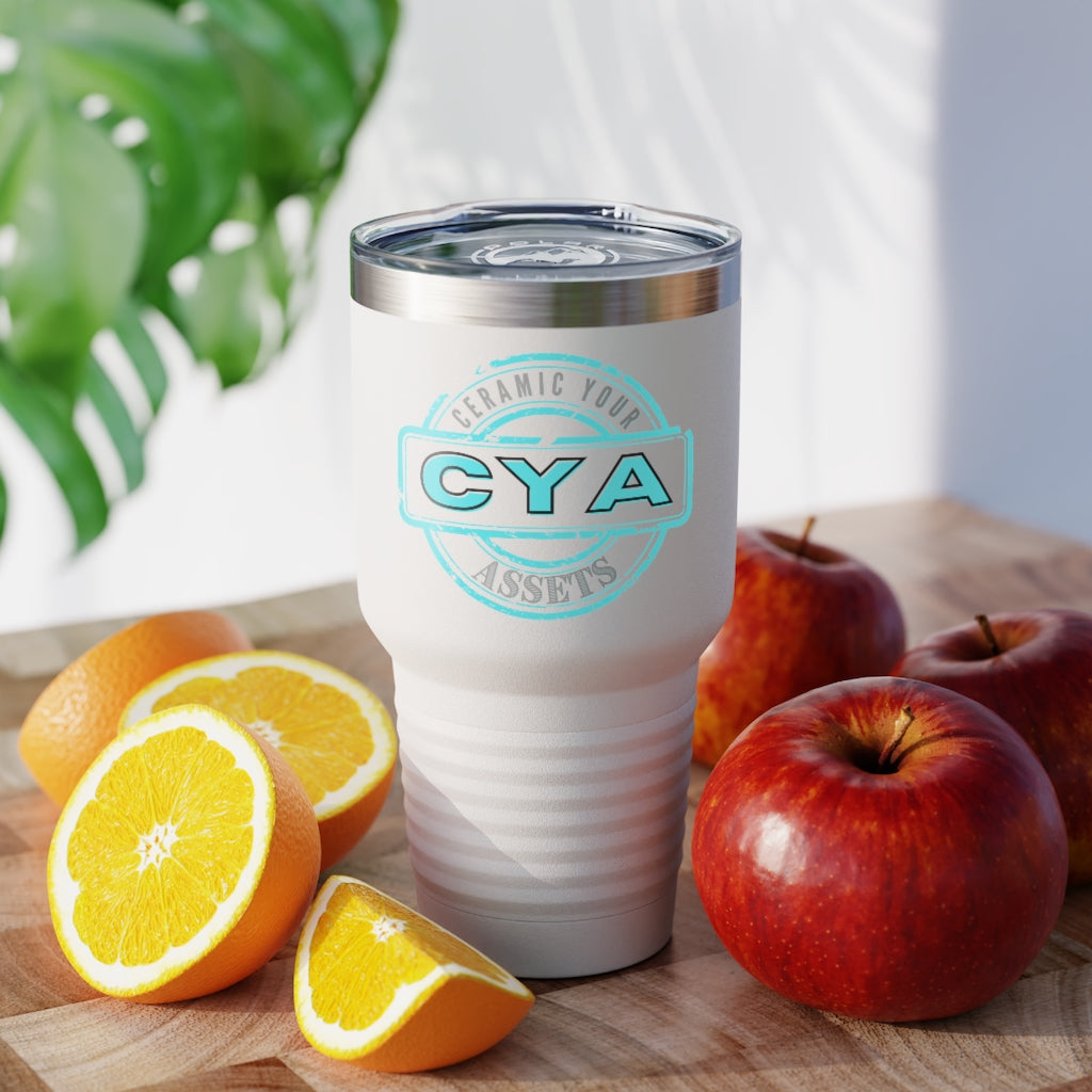 CYA Ceramic Your Assets (cyan) Logo Ringneck Tumbler