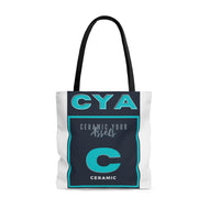 CYA Ceramic Your Assets (cyan) Ceramic Label AOP Tote Bag